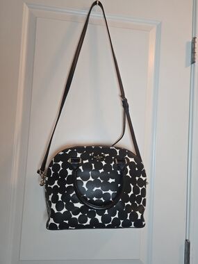 Kate Spade Black & White Dome Satchel Crossbody Shoulder Bag